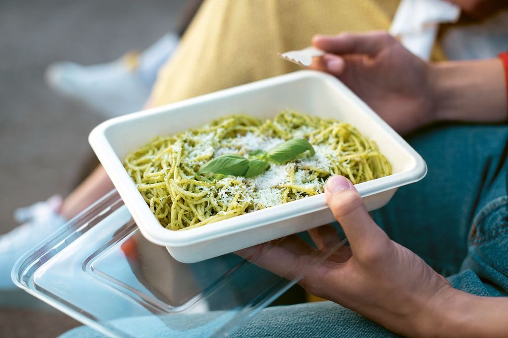 Pasta in tray